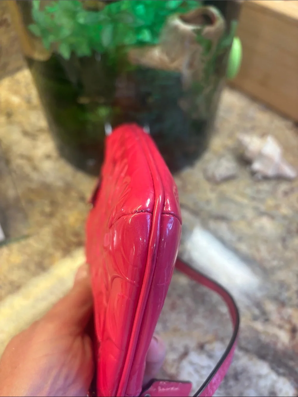 Coach Patent Leather Wristlet - Bright Pink